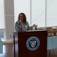 Nicki Fiocco speaking at the Notre Dame of Maryland University